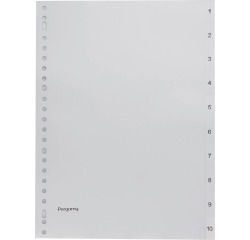 Pergamy intercalaires, ft A4, perforation 23 trous, PP gris, set 1-10