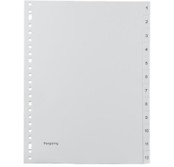 Pergamy intercalaires, ft A4, perforation 23 trous, PP gris, set 1-12
