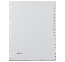 Pergamy intercalaires, ft A4, perforation 23 trous, PP gris, set 1-20