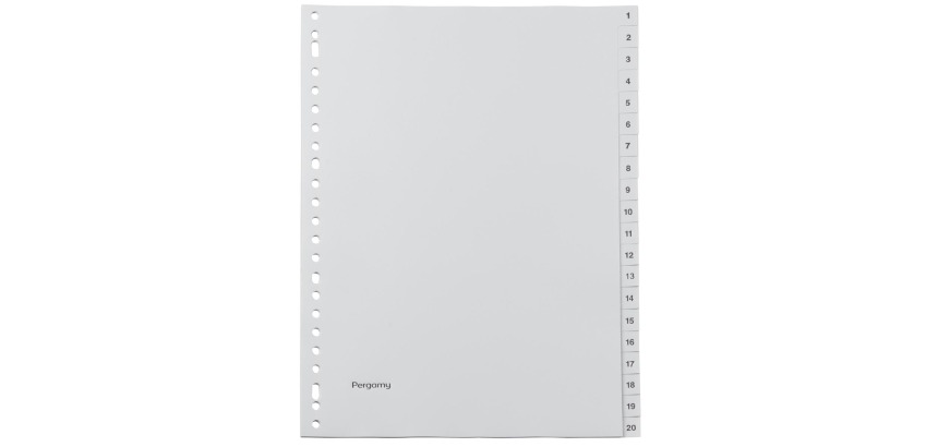 Pergamy intercalaires, ft A4, perforation 23 trous, PP gris, set 1-20