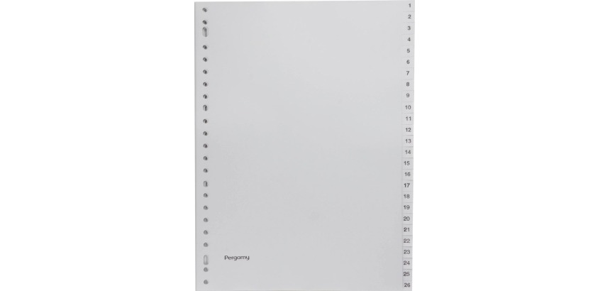 Pergamy intercalaires, ft A4, perforation 23 trous, PP gris, set 1-52