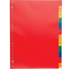 Pergamy intercalaires, ft A4, perforation 23 trous, PP, couleurs assorties, set 1-12
