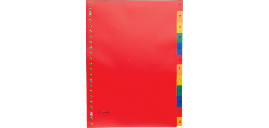 Pergamy intercalaires, ft A4, perforation 23 trous, PP, couleurs assorties, set 1-12