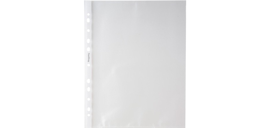 Pergamy pochette perforée, ft A4, perforation 11 trous, PP grainée de 50 micron, paquet de 100 pièces