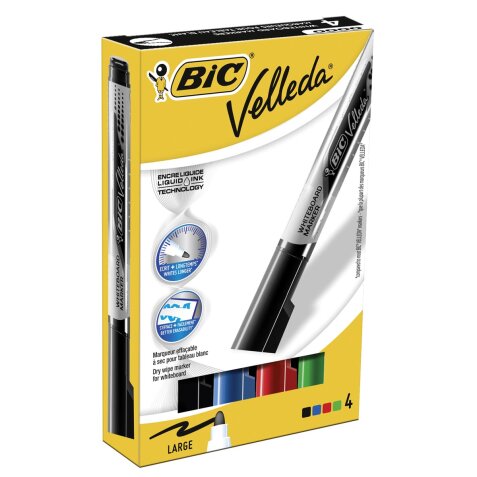 Bic Whiteboardmarker Liquid Ink Tank doos van 4 stuks in geassorteerde kleuren