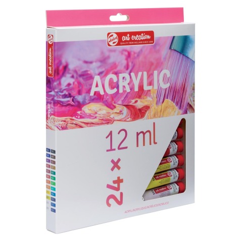 Talens Art Creation acrylverf tube van 12 ml, set van 24 tubes in geassorteerde kleuren