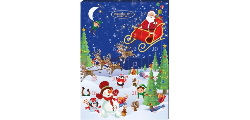 Excelcium chocolate advent calendar, 65-gram box