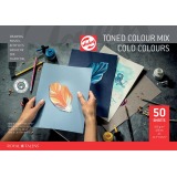 Talens gekleurd papier à dessin, 180 g, ft 29,7 x 42 cm, A3, couleurs assorties froide, bloc de 50 feuill