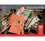 Talens gekleurd tekenpapier, 180 g, ft 21 x 29,7 cm, A4, geassorteerde warme kleuren, blok van 50 vel