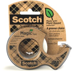 Ruban adhésif Magic Tape A Greener Choice, ft 19 mm x 15 m, avec dérouleur de plastique recyclé