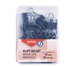 OFFICE products pince foldback, noir, 19 mm, boîte en plastic de 30 pièces