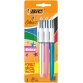 Bic 4 Colours Shine stylo bille 4 couleurs, medium, 4 couleurs d'encre classique, blister de 3 pièces