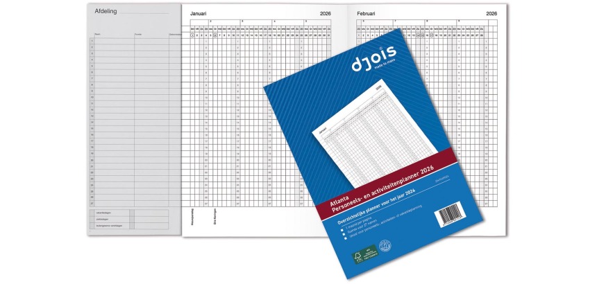Jaarplanner 2026 Djois personeel- en activiteitenplanner
