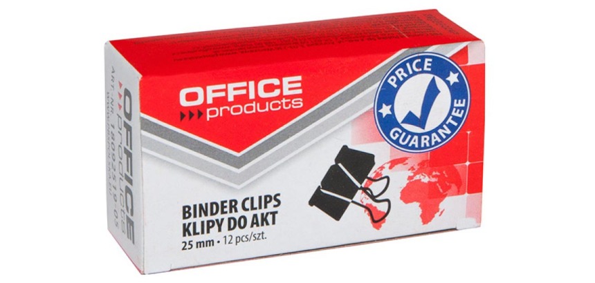 OFFICE products foldbackclip, zwart, 25 mm, doos van 12 stuks