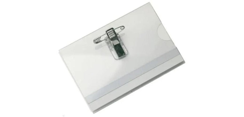 Badge with combo clip, size 58 x 90 mm, box of 50 pieces