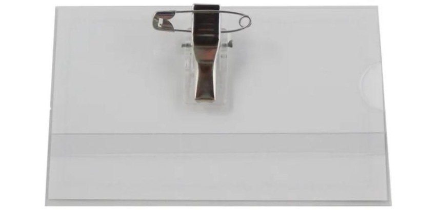 Ausweishülle mit Kombi-Clip, Format 58 x 90 mm, Packung mit 100 Stück, Etiketten inklusive