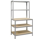 Avasco étagère Strong Work, ft 186 x 100 x 60/30 cm, 5 tablettes, galvanisé