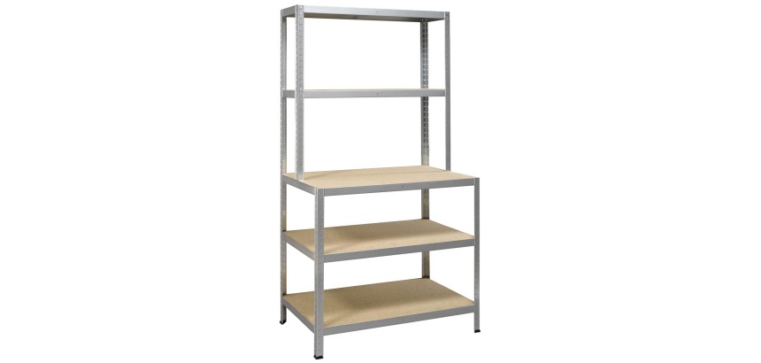 Avasco étagère Strong Work, ft 186 x 100 x 60/30 cm, 5 tablettes, galvanisé