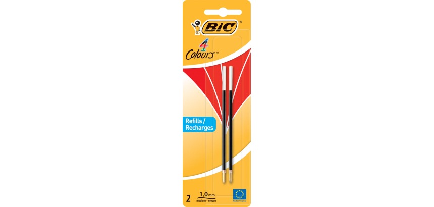 Bic recharge pour stylo bille 4 Colours Medium, blister de 2 pièces, rouge