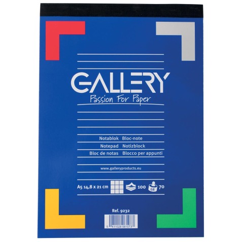 Gallery schrijfblok, ft A5, geruit 5 mm, blok van 100 vel