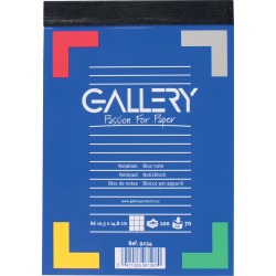 Gallery carnet de notes, ft A6, quadrillé 5 mm, bloc de 100 feuilles