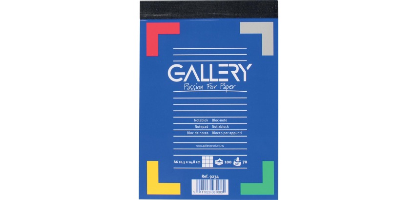 Galerie Notizblock, Format A6, kariert 5 mm, Block mit 100 Blättern