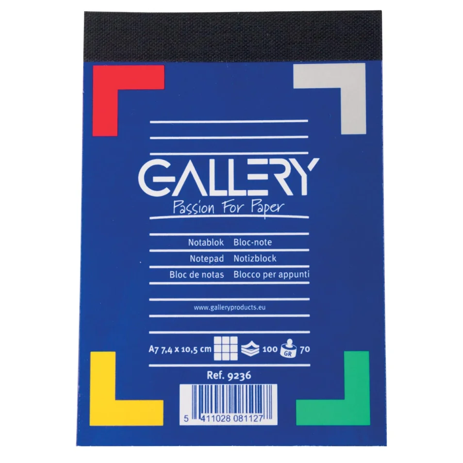 Gallery carnet de notes, ft A7, quadrillé 5 mm, 70 g/m² sur
