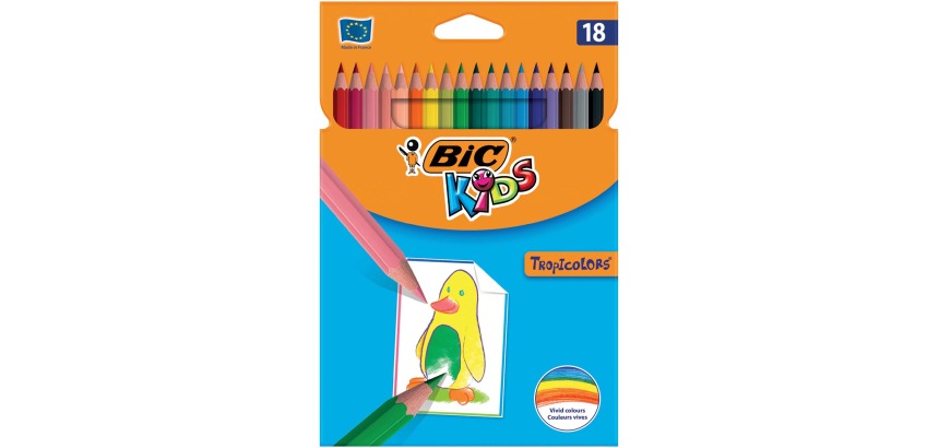 Bic Kids Tropicolors colored pencils, 18 pencils in a cardboard case