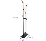 MAUL coat rack Rima, metal, height 183 cm, 6 removable hooks, brown/black