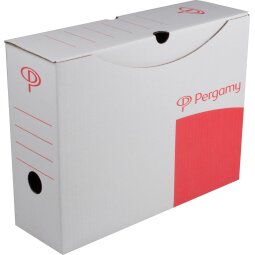 Pergamy boîte à archives, 20 x 25 x 33 (l x h x p), blanc, montage automatique