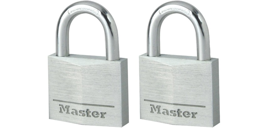 De Raat Master Lock Vorhängeschloss mit Schlüssel, Modell 9130EURT, Paket mit 2 Stück