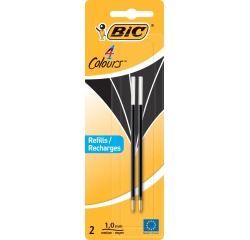 Bic vulling voor balpen 4 Colours Medium, blister met 2 stuks, zwart