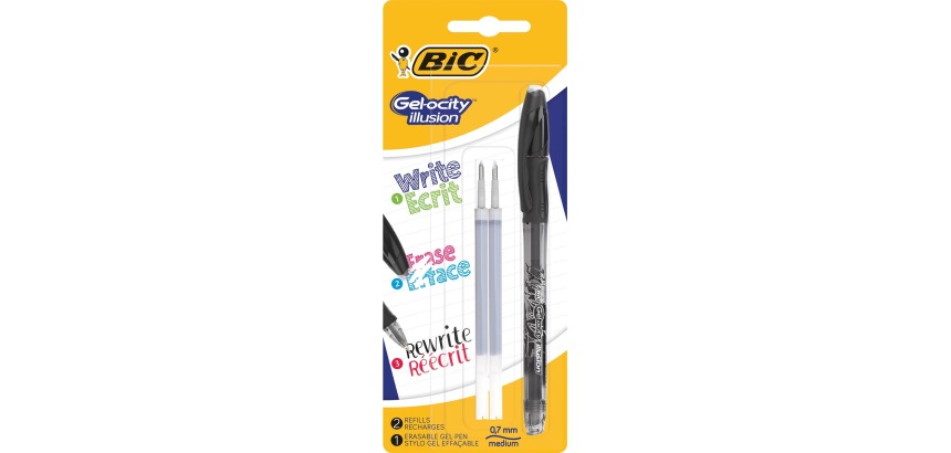 Bic roller Gel-ocity Illusion, noir, blister de 1 pièces et 2 recharges