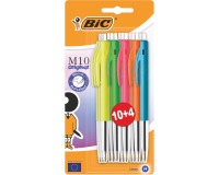 Bic balpen M10 Original Ultracolours, blister van 10 + 4 gratis