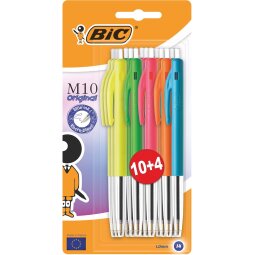 Bic balpen M10 Original Ultracolours, blister van 10 + 4 gratis