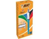 Bic 4 Colours Shine stylo bille 4 couleurs, moyen, 4 couleurs d'encre classique, corps bleu métalisé