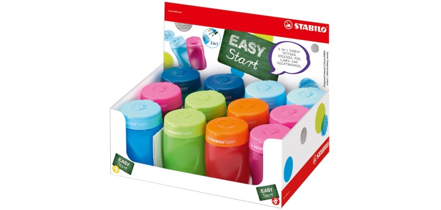 STABILO EASYsharpener 3-in-1 pencil sharpener, display of 12 pieces, assorted