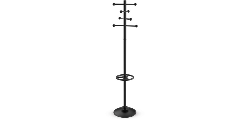 MAUL kapstok Saphir, uit metaal, hoogte 171 cm, 8 ophanghaken met parapluhouder, zwart RAL9004