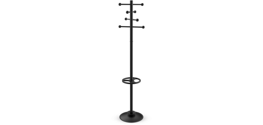 MAUL coat rack Saphir, metal, height 171 cm, 8 hooks with umbrella holder, black RAL9004