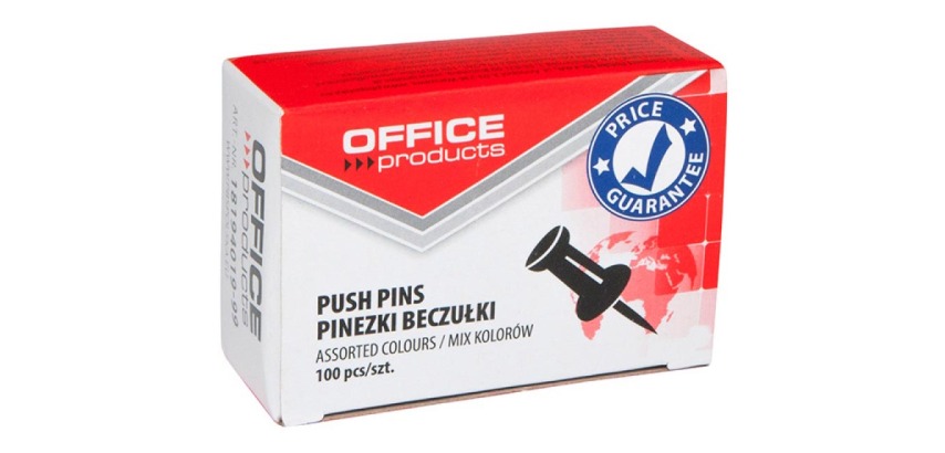 OFFICE products prikbordspelden, geassorteerde kleuren, doos van 100 stuks