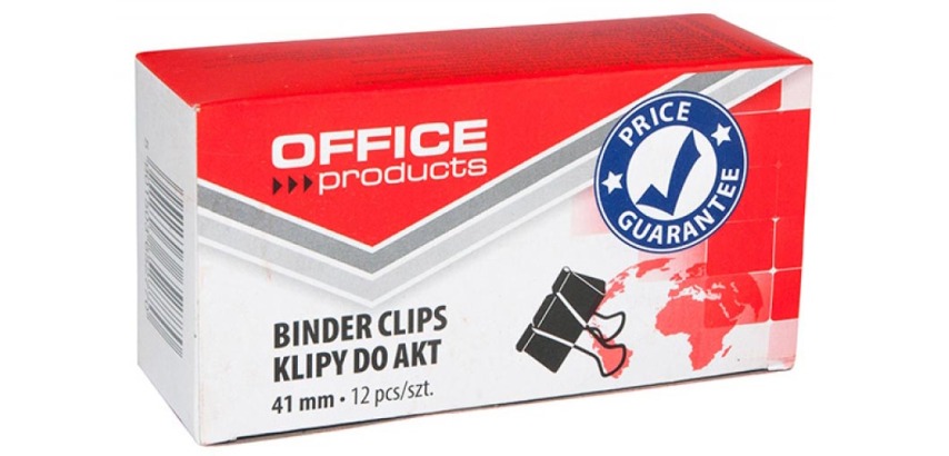 OFFICE Produkte Foldback-Klammern, schwarz, 41 mm, Schachtel mit 12 Stück