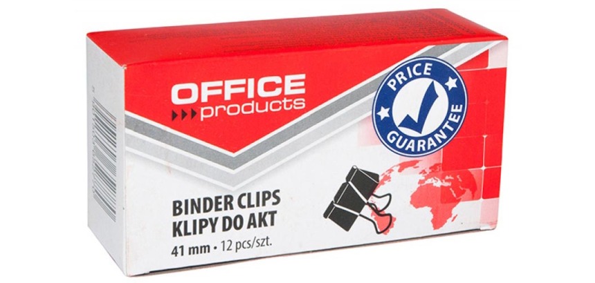 OFFICE products foldbackclip, zwart, 41 mm, doos van 12 stuks
