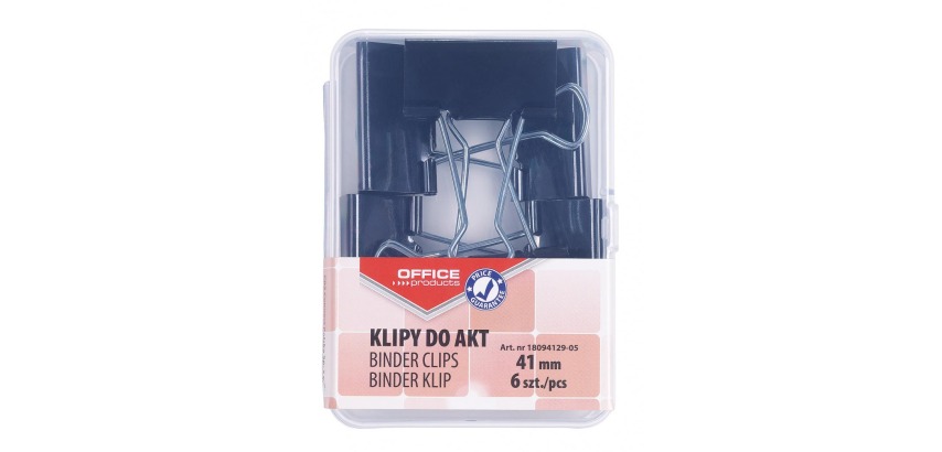 OFFICE products pince foldback, noir, 41 mm, boîte en plastic de 6 pièces