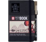 Carnet de croquis Sakura 90x140mm 140g 80 feuilles blanches noir