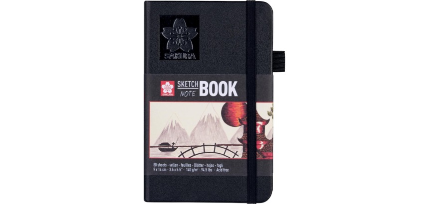 Carnet de croquis Sakura 90x140mm 140g 80 feuilles blanches noir