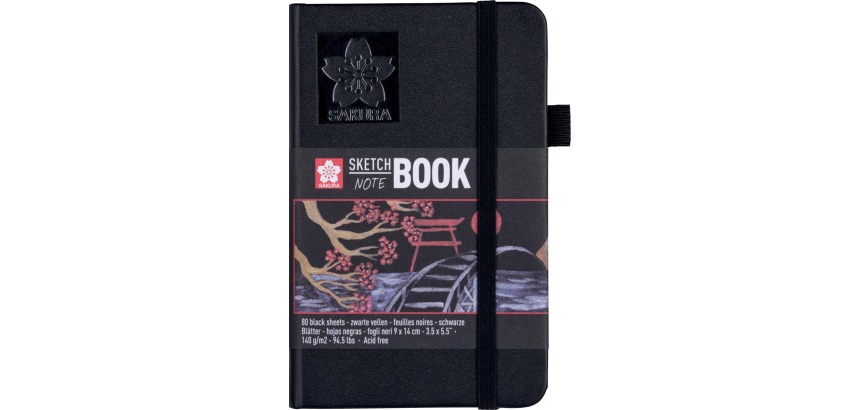 Carnet de croquis Sakura 90x140mm 140g 80 feuilles noires noir