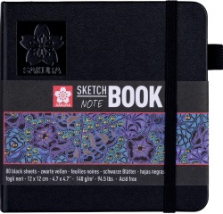 Sakura carnet de croquis, 80 pages, 140 g/m², ft 12 x 12 cm, papier noir