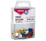 OFFICE products punaises, couleurs assorties, boîte suspendue plastique de 50 pièces