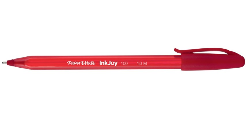 Paper Mate InkJoy 100 ballpoint pen with cap, red