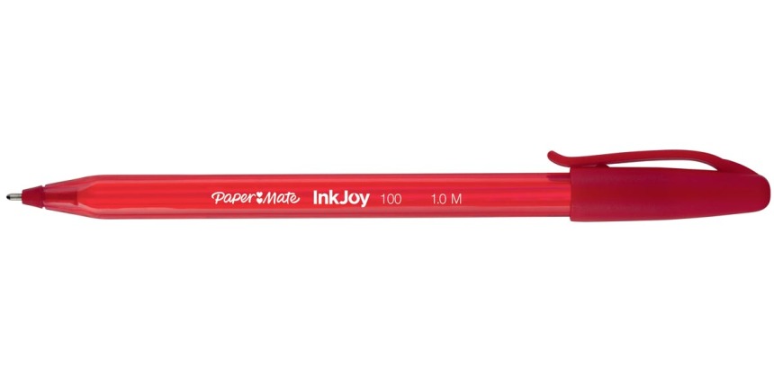 Paper Mate InkJoy 100 ballpoint pen with cap, red